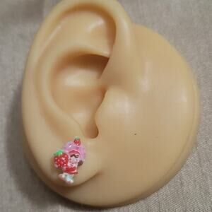 Cute strawberry shortcake 80s cartoon retro plastic earrings